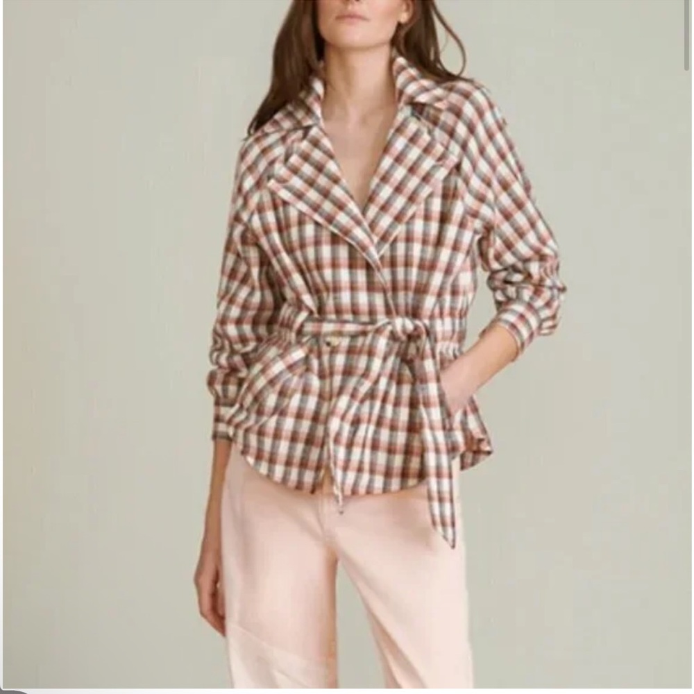 Veronica Beard Lin Plaid Belted Peplum Blazer Jacket Size Small - Picture 2 of 12